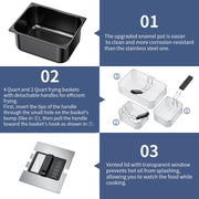 TINANA YH-DF-1 Electric Deep Fryer, 5.3 Quart Capacity, 3 Stainless Steel Baskets