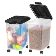 Airtight 500306 Pet Food Storage Container, 13.6 kg Capacity, 2 Pack, Black, With Wheels