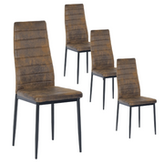 Homy Casa Upholstered Dining Chairs Set of 4, Slim-Back Fabric Seat, Vintage Brown, Metal Legs