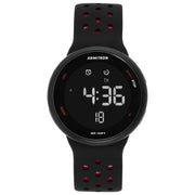 Armitron Sport Digital Wristwatch, Unisex, Black Resin Case, Reverse LCD Display, Chronograph, Silicone Strap, Water Resistant 100 Meters, Model 40/8423BRDTB