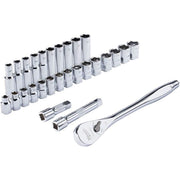 Milwaukee 48-22-9510 1/2 Inch Drive 28pc Ratchet & Socket Set, Metric