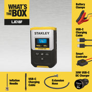 Stanley FatMax 1800 Peak Amp Lithium Jump Starter with 120 PSI Air Compressor, USB Power Bank, Yellow, 1800A