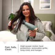 Remington Botanicals Ceramic Hair Dryer with 6 Heat Settings, Cool Shot, Ionic Technology, Green, D26A
