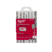 Milwaukee 48-20-9057 7 Piece Shockwave Carbide Hammer Drill Bit Kit For Concrete, Stone, Masonry Drilling