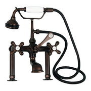 Barclay 4601-MC-CP Rim-Mounted Tub Faucet with Hand Shower, Cross Handles and 5-Inch Spout