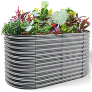 Land Guard Raised Oval Garden Bed, Durable Galvanized Metal Planter Box, Deep 3ft Tall, 8x4ft, Outdoor Easy Assembly, Rust Resistant, TY240/90-Q-HUI