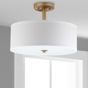 Safavieh LIT4192A Clara 3 Light 16 in. Dia. Semi Flush Drum Light, White