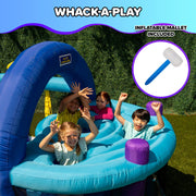 Sportspower Inflatable Bounce House with Slide, Whack-A-Play Game, Basketball Hoop, 550W Electric Blower, Blue Purple Yellow, INF-2415