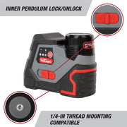 Hyper Tough 80213 12V Max Cross-Line Laser Level with 1.5Ah Lithium-Ion Battery and Charger