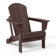 Polytrends Laguna Foldable Adirondack Outdoor Patio Chair, Dark Brown, Weather-Resistant HDPE Poly Plastic, Eco-Friendly, 34.5 in