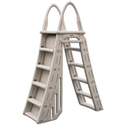 Confer Plastics A-Frame 7200 Above Ground Pool Ladder with Locking Roll Guard Safety Barrier, Adjustable to 56 in, Five 18-Inch Treads, Curved Side Rails