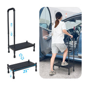 Zelen Car Step Stool with Handle, Heavy-Duty Iron Construction, Adjustable Height 39.5-43.5 in, Black