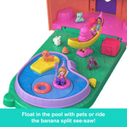 Mattel Polly Pocket Gelato House Playset, Ice Cream Cone Design, Four Floors with Elevator, 2 Micro Dolls, 25+ Accessories, Multicolor