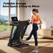 MERACH Folding Treadmill with 2.5HP Motor, 7.5 MPH Speed, 15% Auto Incline, Shock-Absorbing Belt, Black