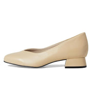 David Tate Freedom High Women's Heels, Nude Leather, Square Toe, Leather-Wrapped Cuban Heel, Size 10.5 M, NWS25-504