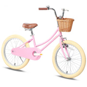Glerc Maggie Girls 18 Inch Kids Retro Vintage Style Cruiser Bicycle with Training Wheels, Pink