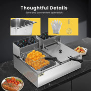 SPECSTAR X0036NJ8YN Electric Deep Fryer Commercial 20.7 qt 5000W 2 Bins 2-Basket