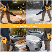 BAOKALER Leaf Blower Cordless, 21V Electric Leaf Blower with 2X6.0 Ah Battery & Charger, Yellow/Black