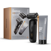 MANSCAPED Chairman Pro Precision Pack Electric Foil Face Shaver and SkinSafe Stubble Trimmer with Power Shave Gel, Black, 70-00056