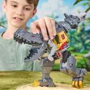 Hasbro Transformers Cyberworld Grimlock Chomp & Battle 9-Inch Action Figure with 4-Step Transformation, Chomping Dino Head, Spinning Blaster Arm, Mech Suit Chest Panel