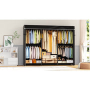 Ulifhome Heavy Duty Closet Organizer System, Adjustable Freestanding Clothes Rack with Zippered Dustproof Cover, 960 lb Capacity, 71 in W x 76.5 in H, Black/Grey, ULIF-E14C-Black