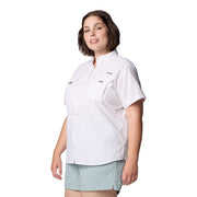 Columbia PFG Bahama II Women's Short-Sleeve Fishing Shirt, White, Relaxed Fit, UPF 50 Sun Protection, 209299