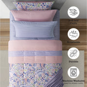 Mainstays 14pc College Dorm Essentials Bundle, Twin-XL, Purple Floral