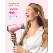 Wavytalk Ionic Hair Dryer with Diffuser and Nozzle Attachments, Powerful 1875W Motor, Pink, 5917