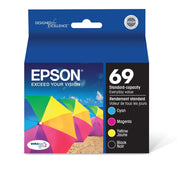 Epson T069120-BCS 69 4pk Combo Ink Cartridges, Black/Cyan/Magenta/Yellow