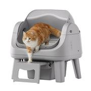 PetPivot AS12 Automatic Cat Litter Box, Self-Cleaning with Safety Sensors, Front Entry Step, Large Grey