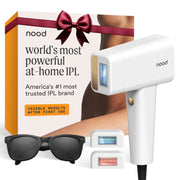 Nood Flasher Pro IPL Laser Hair Removal Device with Sapphire Cooling, Dual-Action Hair Removal and Anti-Aging Lenses, Gloss White, T16A