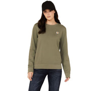 Carhartt Women's TENCEL Fiber Series Relaxed Fit Crewneck Sweatshirt, Dusty Olive, Small, 106179-DOV