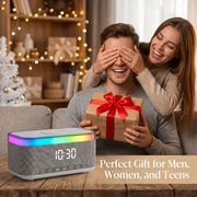 Volivo RGB 5.3 Bluetooth Speaker with Digital Alarm Clock, 15W Qi Wireless Charging, FM Radio, White Noise Sound Machine, 12-Mode RGB Ambient Lights, GF1002