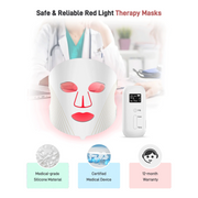 RACCOMB Red Light Therapy Face Mask, 4 Modes with 850NM Near Infrared, 432 LEDs, 5 Brightness Levels, Silicone Design, Travel Bag Included