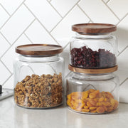Anchor Hocking Glass Jars with Acacia Lids, 3 Piece Set