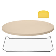 KFFKFF 16-Inch Round Cordierite Pizza Stone with Rack Stand, Heat-Resistant up to 1450F, 0.67-Inch Thick VV40615R
