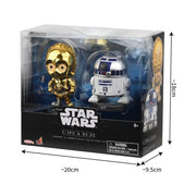 Hot Toys YuMe Star Wars C-3PO and R2-D2 Cosbaby Bobble-Head Collectible Set, Metallic Gold and Multicolor, 2.8x7x6 in, 17841