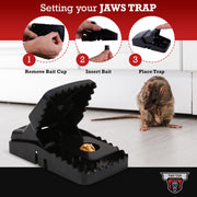 TwinTech Jaws Reusable Mouse and Rat Traps, Extra Large 8.3 in, Touch-Free Spring-Loaded Snap Mechanism, Secure Bait Cup, Durable Indoor and Outdoor Pest Control, Pack of 8
