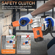 Protmex Rotary Hammer Drill, 1-1/4 Inch SDS-Plus, 13 Amp Motor, Safety Clutch, 3 Function Modes, Yellow