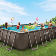 Funsicle Oasis Designer Lap Rectangular Above Ground Swimming Pool, Double Rattan Print, 16ft x 10ft x 42in, Includes Pump and Ladder