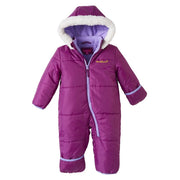 IApparel Pink Platinum Baby Girls One-Piece Puffer Winter Snowsuit with Hood, Plush Fleece Sherpa Trim, Convertible Mittens, Thick Polyester Fill, Plum, Newborn & Infant