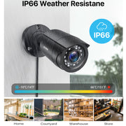 ZOSI 8VN-106B8S-10-US H.265+ 8CH 5MP Lite CCTV Security Cameras Weatherproof, Night Vision, Motion Alert