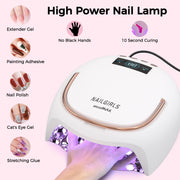 NAILGIRLS CURING MAX LED Nail Dryer, 80W, Automatic Sensor, LCD Display, White