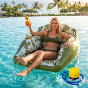 AAmyb 3-in-1 Inflatable Pool Lounge Chair with Breathable Mesh Seat, Built-in Cup Holder, Heavy Duty PVC, Green, 33.86 x 33.07 in