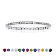 JeenMata 11 TCW Round Cut May - Emerald - Birthstone Tennis Bracelet for Women in Eternity Design - White Gold Plating  Female  Adult