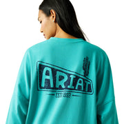 Ariat Graphic Canvas Oversized Long-Sleeve T-Shirt for Ladies - Blue Turquoise - XXL