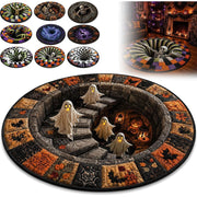 Woolycine 3D Skeleton Vortex Quilted Round Halloween Rug, Deep Vortex Illusion Halloween Rug