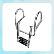 Winibo 4-Step Boat Ladder, 304 Stainless Steel, Telescoping Folding Design, Slip-Proof Wide Steps, Extra-Tall Handrails