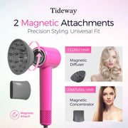 Tideway H11 Hair Dryer w/Diffuser, High-Speed 110,000 RPM Brushless Motor, Plasma Tech, Pink