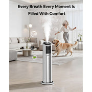Lairy 8L Cool Mist Air Humidifier, Ultrasonic Technology, Top-Fill Tank, Digital Touch Panel, Built-In Aroma Box, Silver White